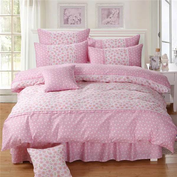 Princess Daisy Floral Bedding Set Girls 100 Cotton Lace 4pcs (1 Duvet