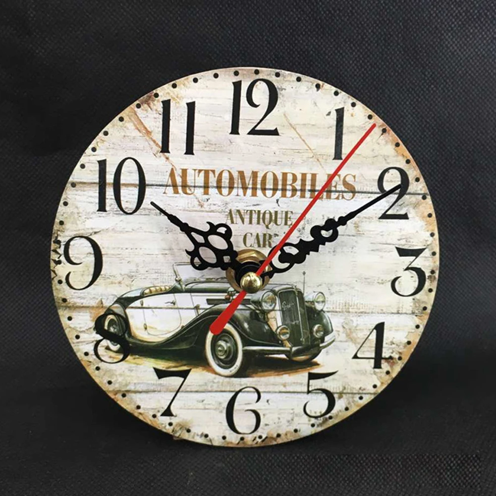 

Retro Vintage Wooden Wall Clock Shabby Rustic Kitchen Home Antique Timer New