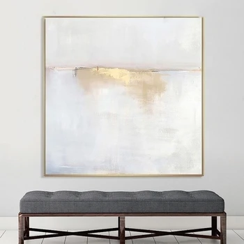 

Hand painted classic personality gold white grey modern abstract oil painting for living room