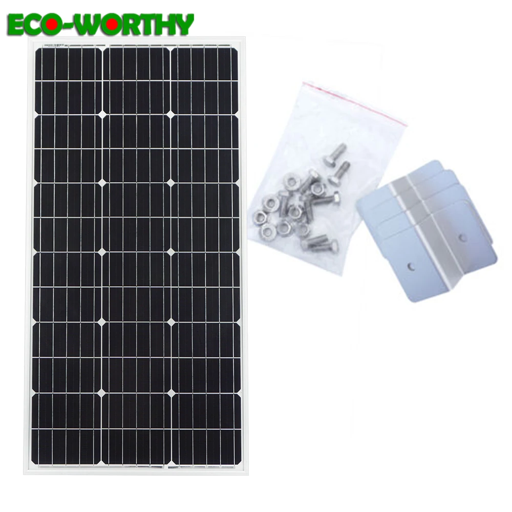 

ECOworthy 100W mono Solar energy system : 100w 18V monocrystalline Solar panel w/ 4pcs Z brackets for 12V battery soalr charger