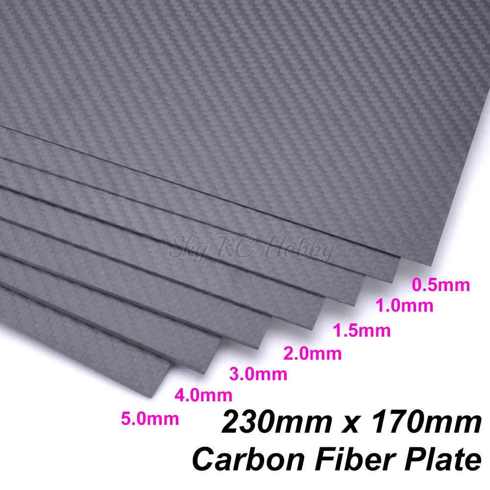 

230mm x 170mm 3k Carbon Fiber Plate Panel 0.5 1 1.5 2 3 4 5mm Plain Twill Weave Matt Surface Full Carbon Fiber Plate Panel Sheet