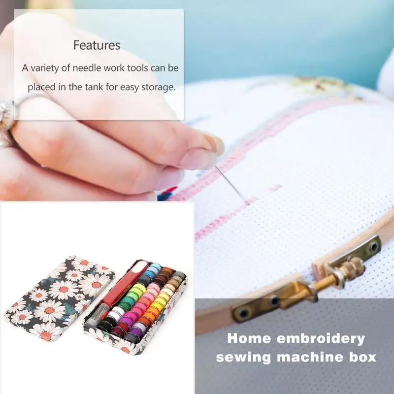 42 цвета DIY швейная коробка Multi-function дорожный швейный набор нить + игла + ножницы коробка для хранения набор для шитья