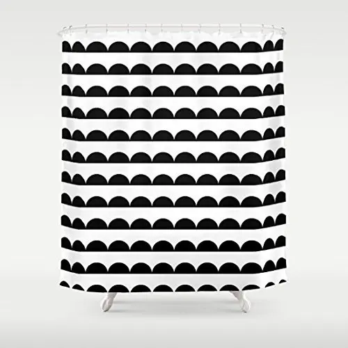 Memory Home Modern Waterproof Bath Curtains Black and White Minimal