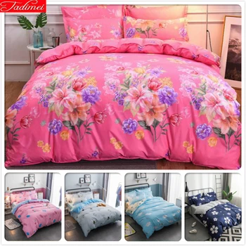 

Flower Pattern Super King Big Size Duvet Cover 3/4 pcs Bedding Set Cotton Bed Linen 1800x220 200x230 220x240 Quenn Double Single