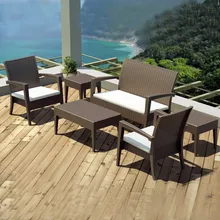 Sigma плетеная Смола мебель патио Глубокое Сиденье набор 6 шт в коричневом цвете