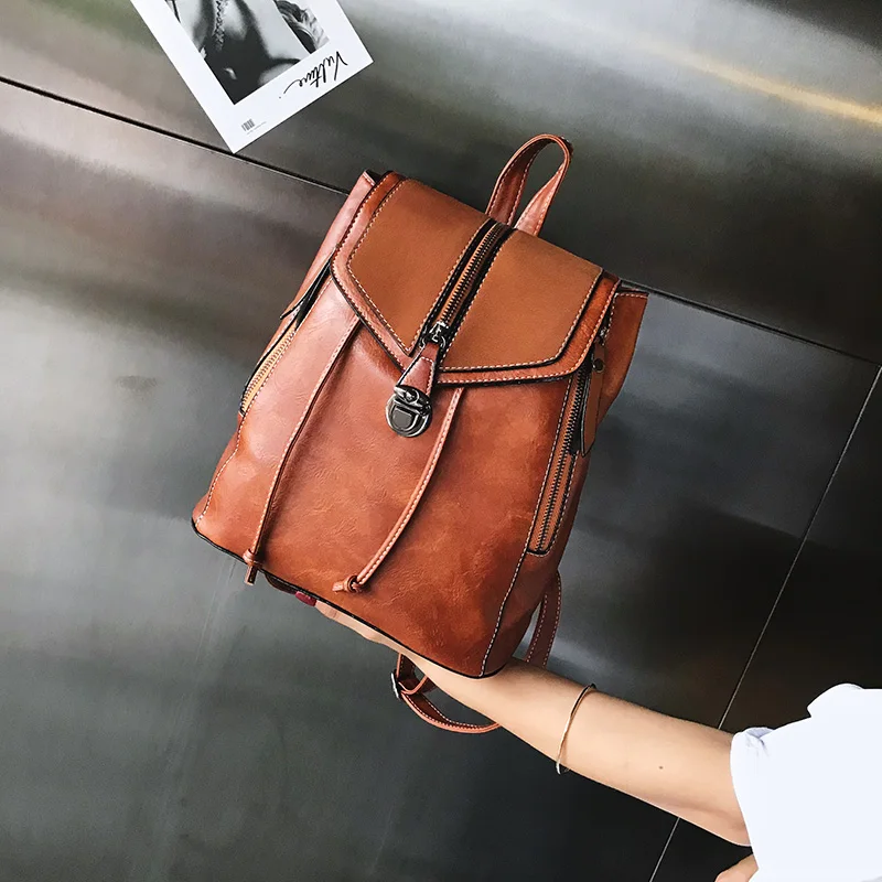 

Vintage Laptop Leather Backpacks for School Bags Large Capacity Women Backpack Shoulder Bags Waterproof Anti Theft Schoolbag