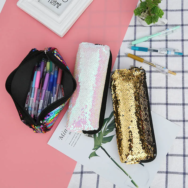 

Pencil Bag School Glitter Mermaid Sequins Pencil Case For Girls Handbag Office Supply Pencilcase Creative Stationery Pencil Box