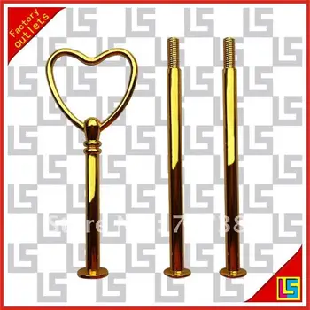 

golden 3-tier cake stand fittings/ centres tiered cake stand heart shape