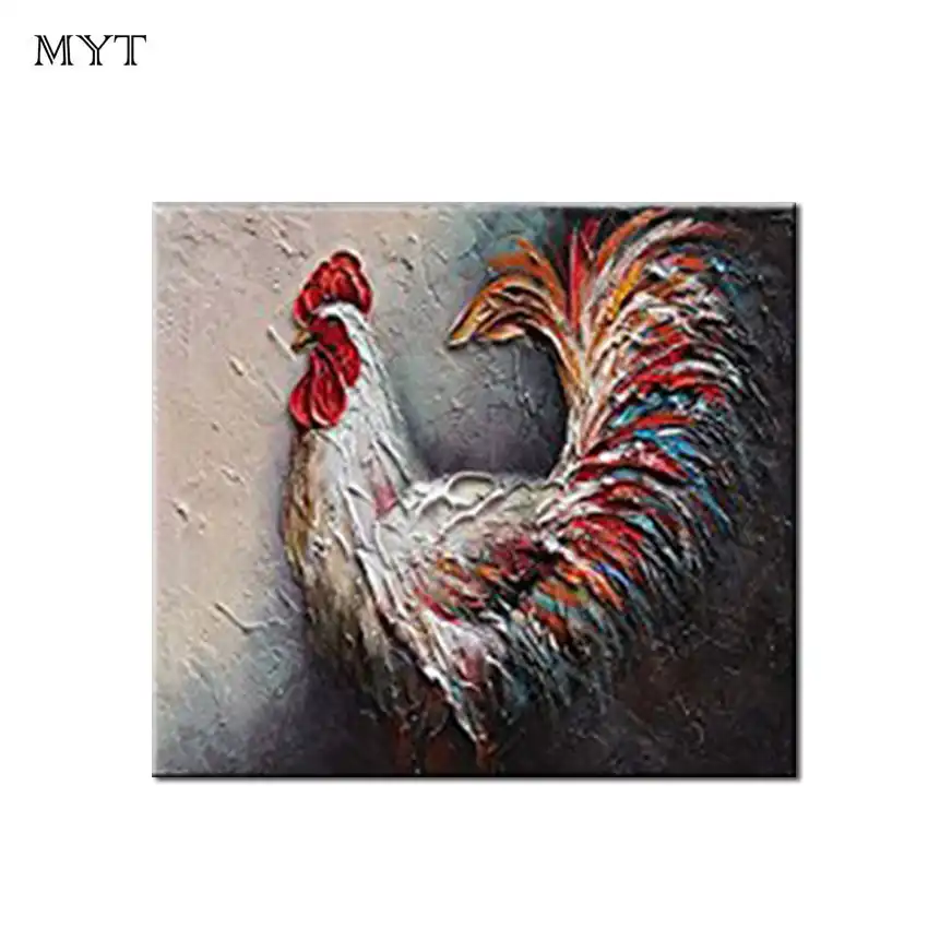 Handpainted Knife Color Cock Rooster Abstract Animal Pictures Modern Home Decor Wall Painting Arts For Living Room Home Decor Painting Calligraphy Aliexpress