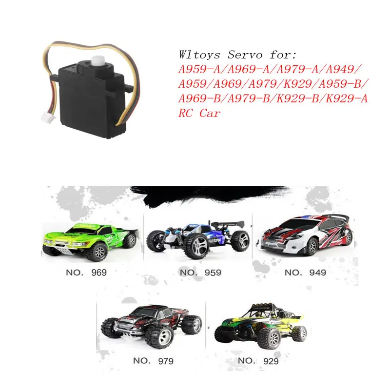 Servomoteur numérique WLtoys 17g 4.8kg monté sur châssis de voiture RC 1/18 A959