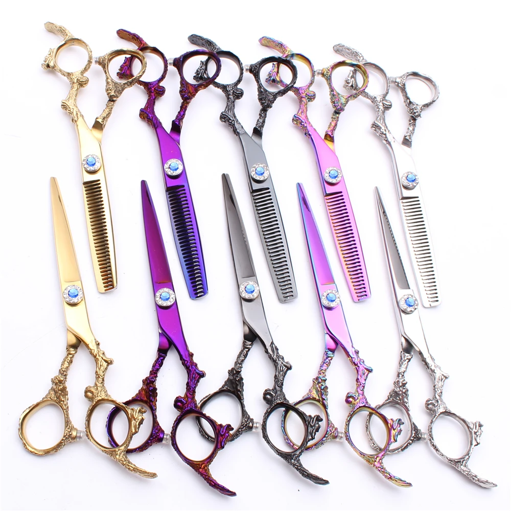 5 5 16cm Haircut 440C Engraving Logo Barber Shop Thinning Shears