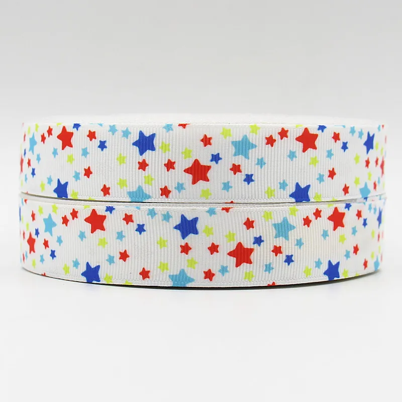 

wm 10 yards lot 7/8inch 22mm 160227011 star design printed grosgrain ribbon