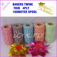 100 шт/лот bakers twine thin 4ply 100 m/spool 22 цвета выбрать цветной хлопковый шпагат, divine twine