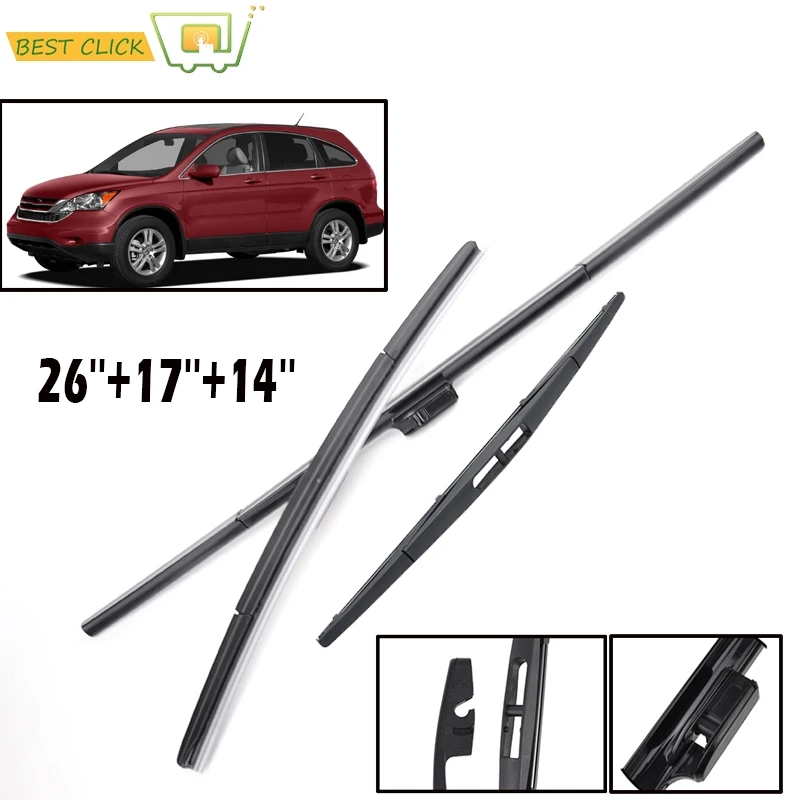 

Misima Windscreen Wiper Blades For Honda CRV CR-V 2007-2011 3rd Generation Windshield Front Rear Set 2008 2009 2010 26"17"14"