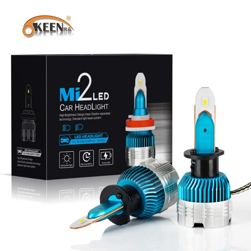 OKEEN 2x Car 12V H4 LED Bulbs LED Headlight H1 H7 H3 H8 H11 HB3 HB4 LED Light Headlamp 6500K White LED Bulb 60W 6000LM Fog Lamp