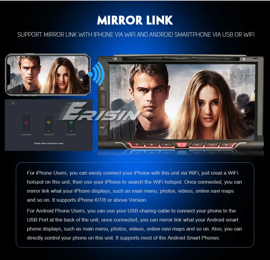 Cheap Erisin ES4837U 6.95 inch car dvd player android 9.0 2G RAM PX30 DAB OBD WIFI 3G for universal cars 5