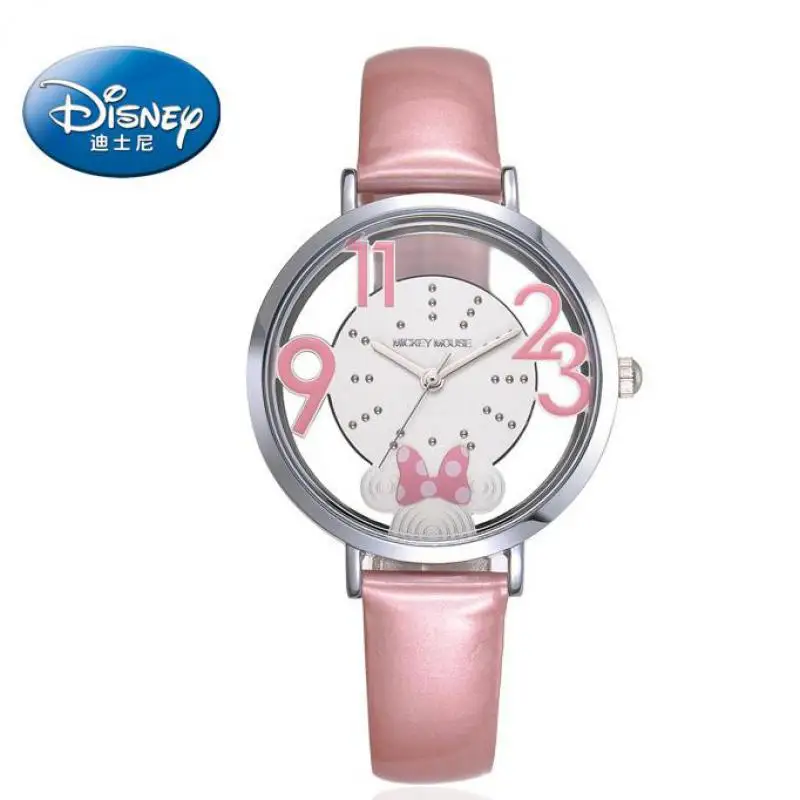 

Women's Quartz Genuine Leather Watch 100% Disney Women Watch Luxury Disney Brand Waterproof Fashion Micky Mouse Ultra-thin