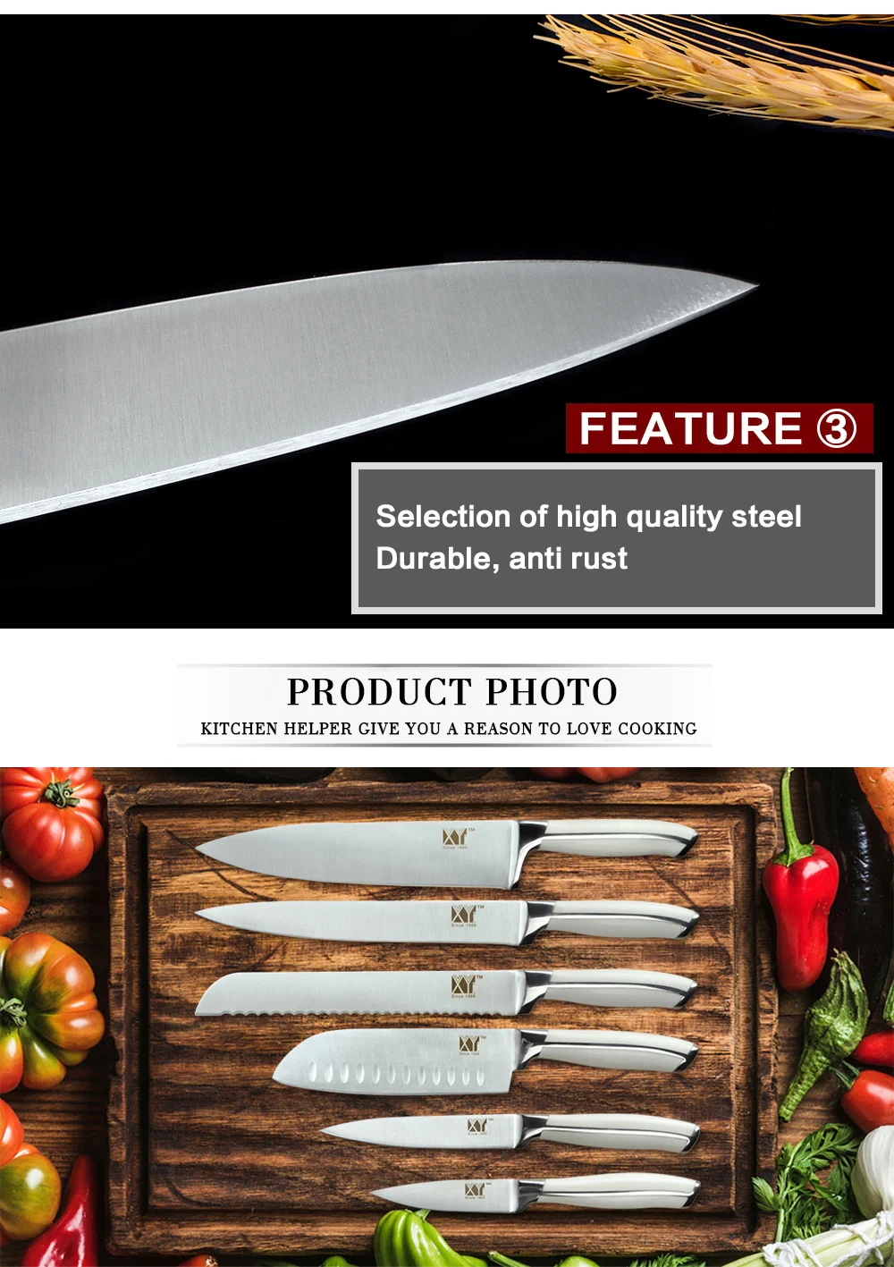 Кухонный нож XYj из нержавеющей стали 3," 5" " 8" " 8" дюймов, кухонные ножи Santoku, Кливер, ножи для нарезки, качественный Подарочный нож