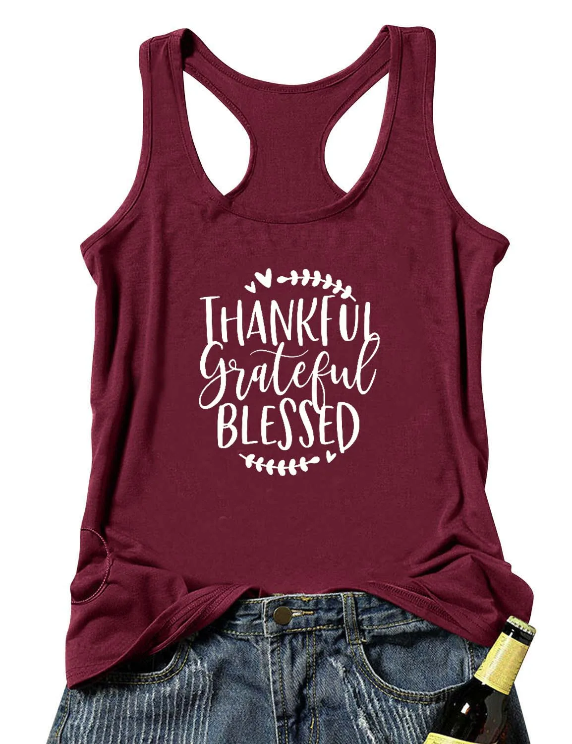 Vest THANKFUL grateful BLESSED Graphic and Letter Print Summer Funny Casual Women's Tank Tops Our favorite style of tank