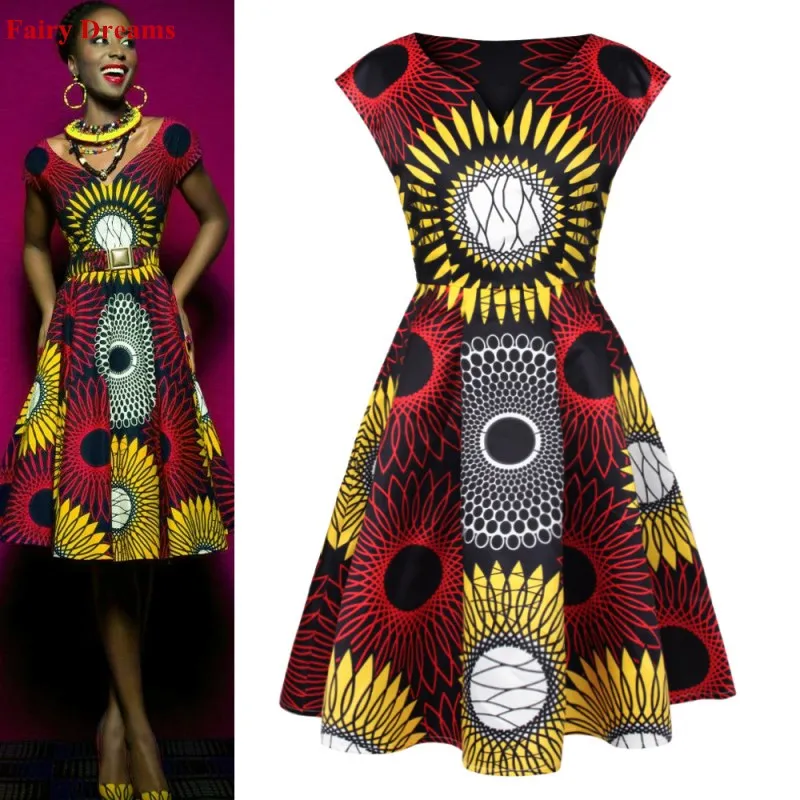 

Print African Dresses For Women Traditional African Clothing Dashiki Ankara Sundress Elegant Ropa Dama Batik African Clothes