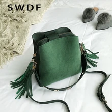 SWDF 2019 Fashion Scrub Women Bucket Bag Vintage Tassel Messenger Bag High Quality Retro Shoulder Bag Simple Crossbody Bag Tote SWDF 2019 Fashion Scrub Women Bucket Bag Vintage Tassel Messenger Bag High Quality Retro Shoulder Bag Simple Crossbody Bag Tote