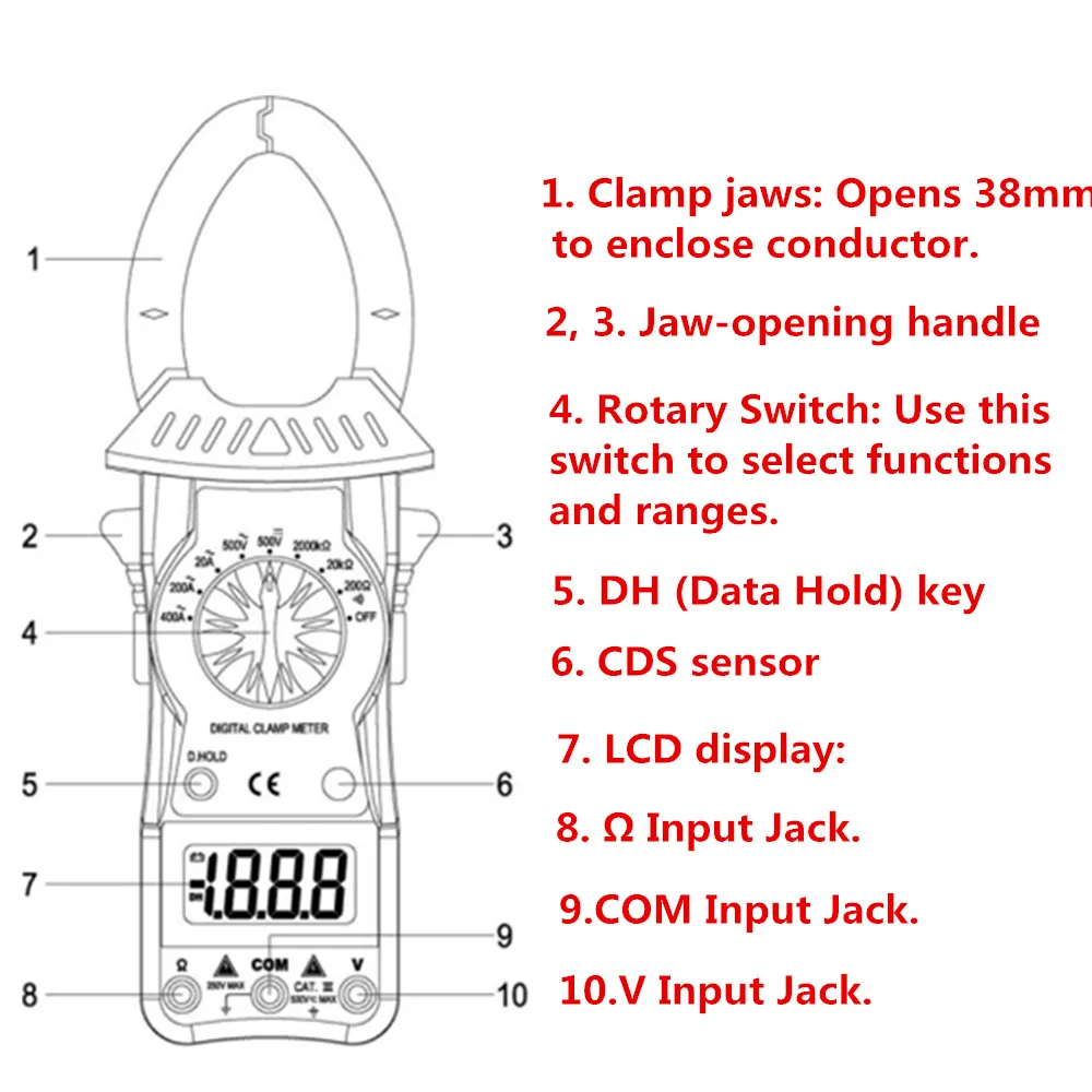 HoldPeak hp 6205 мультиметр DC/AC Ток Напряжение сопротивление емкость температура