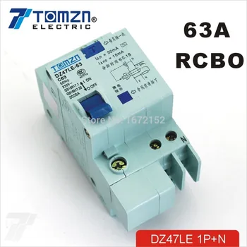 

DZ47LE 1P+N 63A C type 230V~ 50HZ/60HZ Residual current Circuit breaker with over current and Leakage protection RCBO