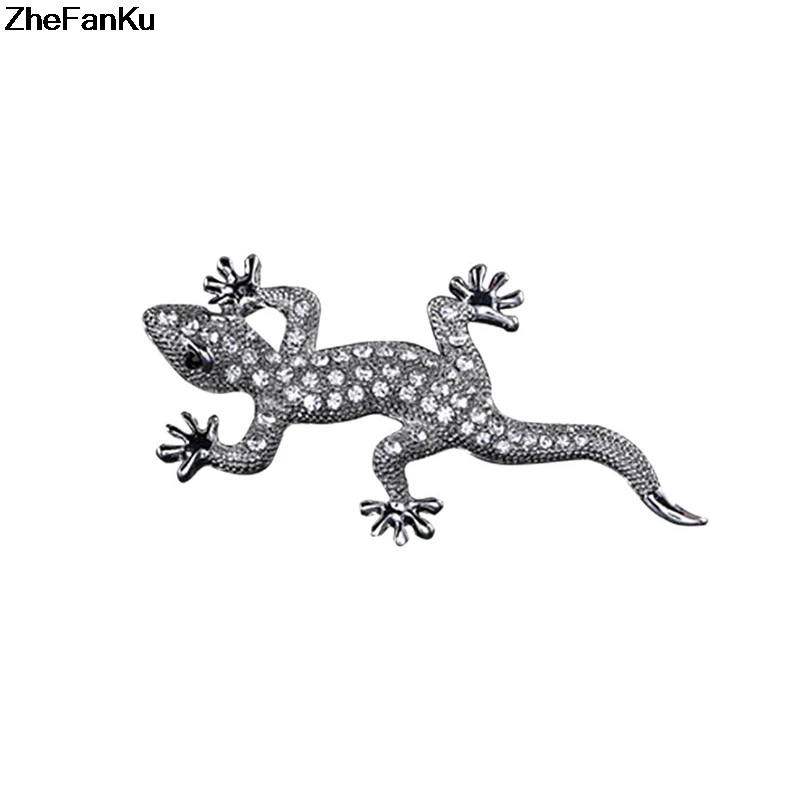 

2019 New Lizard Gecko Pins Crystal Brooch Fashion Jewelry Unisex Dress T-shirt Accessories