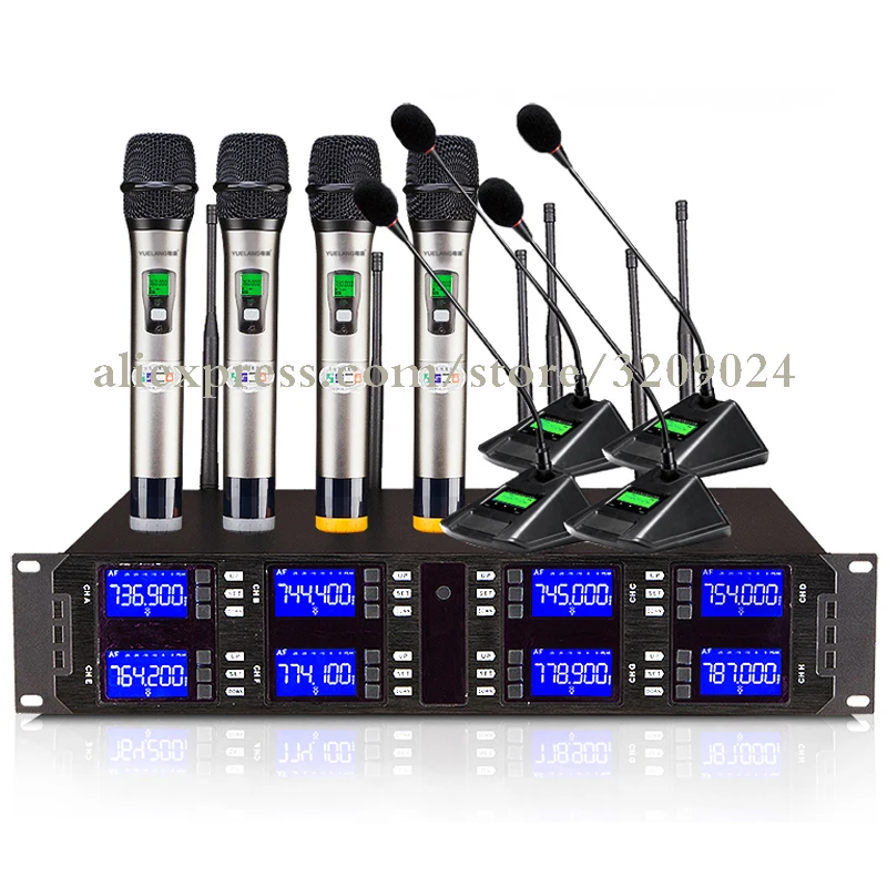Dj المرحلة كاريوكي مؤتمر uhf 8 قناة راديو لاسلكي نظام الكنيسة مع اجتماع المكتب يده ميكروفون نظام