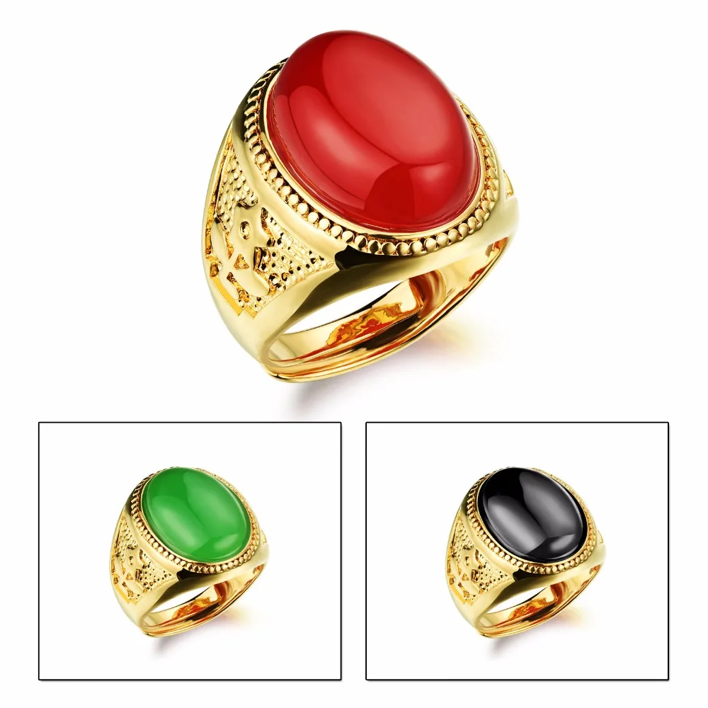 

18ct Yellow Gold Filled Accessories Statement Stone Ring Mens Open Finger Ring