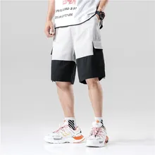 Мужские летние хип-хоп Лоскутные многоцветные накладные карманы шорты бегунов мужские повседневные спортивные шорты Уличная до колен шорты мужские