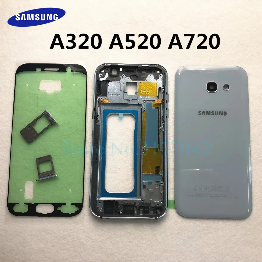 A720 A320 A520 Батарея чехол для Samsung Galaxy A3 A5 A7 A320F A520F A720F задняя крышка+ средняя рамка Полная Корпус чехол