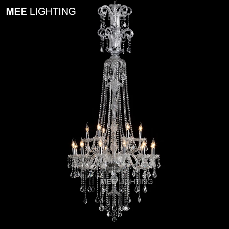 

Luxury Crystal Chandelier Light Fixture Clear Large Hotel Crystal Light Lustres Hanging Lamp Suspension Fast Shipping MD2456B