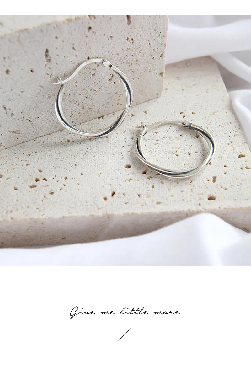 SHANICE антиаллергенные винтажные крученые универсальные серьги-кольца из стерлингового серебра 925 пробы, хорошее ювелирное изделие, подарок другу, серьги-кольца в стиле хип-хоп
