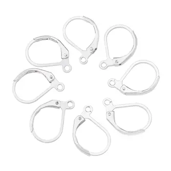 

20 pcs Silver Plated Brass French Earring Hooks Wire Settings Base Leverback Earring Findings For Jewelry Components 15x10mm