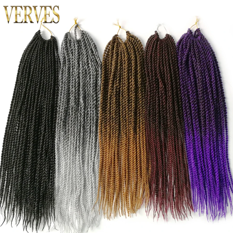 Verves Ombre вязанная косами 6 упак., kanekalon 30strands/pack 18 '', малый Сенегальский крутить волосы Синтетические плетение наращивание волос