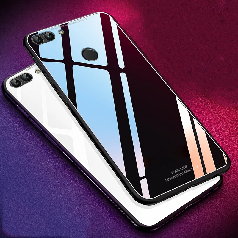 

For Xiaomi Mi 8 Lite Case Luxury Glossy Tempered Glass Silicone Frame Hard Cover Back Xiaomi Mi8 8X Shockproof Housing
