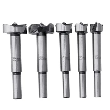 

Hot 5Pcs Wood Drill Bit Wood Drills Boring Hole Saw Cutter Tool 15/20/25/30/35mm Set