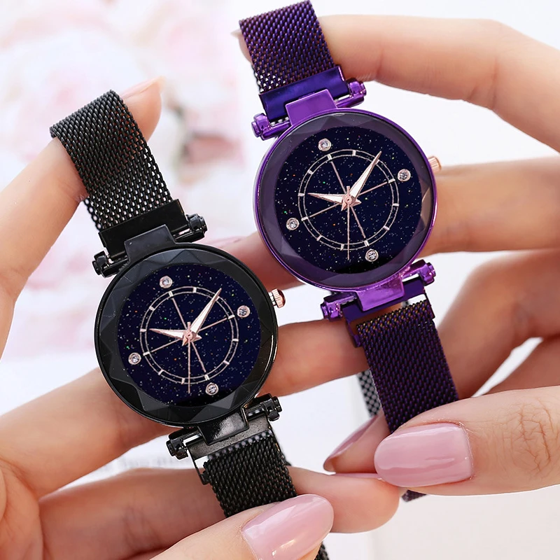 

Purple Luxury Watch Starry Sky Magnetic Sky Waterproof Watch Woman Wristwatch Gift Relogio Feminino Montre Femme
