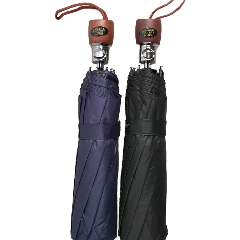 High Quality 10Ribs Big Wood Hand Umbrella Business Men Automatic