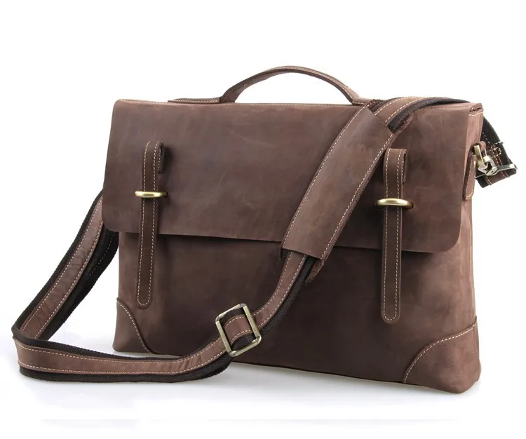 

Top Quality Vintage Crazy Horse Genuine Leather Men Messenger Bags Cow Leather Portfolios Briefcase 14'' Laptop Bag #VP-J7228B
