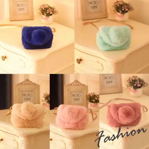 

2018 Brand New Girl Lovely Bag Princess Venonat Soft Ball Pretty Shoulder Crossbody Bag For Childs Furry Ball Purses Kids Gifts