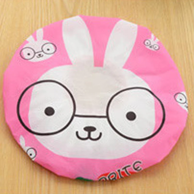 Pink Rabbit 1 шт. Прекрасный мультфильм животных колпачок для душа для женщин шляпа для ванн кружево эластичная лента кепки шапочка для спа женщина взрослых волос - Цвет: Pink Rabbit