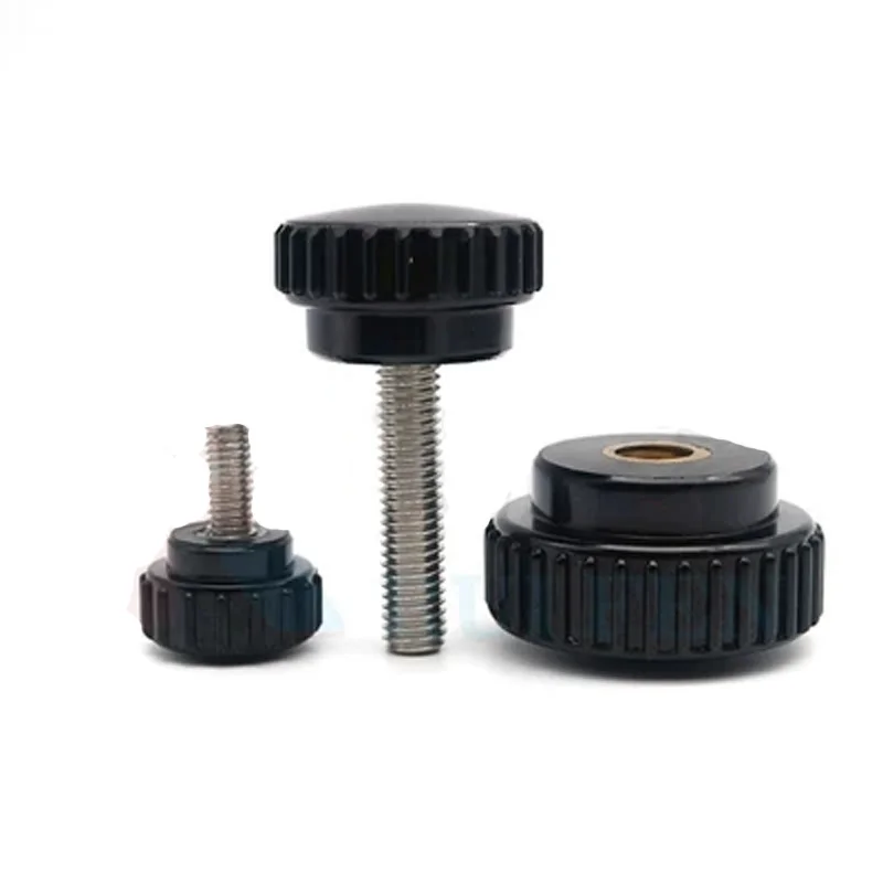 

2Pcs M6 Straight line handle bakelite Small Knob rotate stainless steel Round Plastic head grip hilt Hand screw bolt 10mm-30mm L