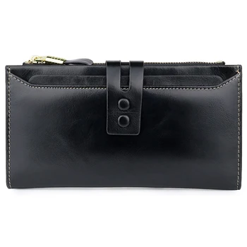 

Best Quality Multifuctional Women Long Standard Zipper Wallets Luxury Genuine Leather Unisex Purse Fashion Black Lady Wallet
