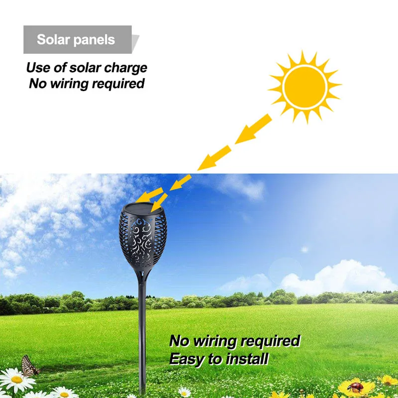 

Newest Solar Light Flickering Flames Torch Lamp Landscape Decoration Lights for Garden Yard Patio Pathway @8