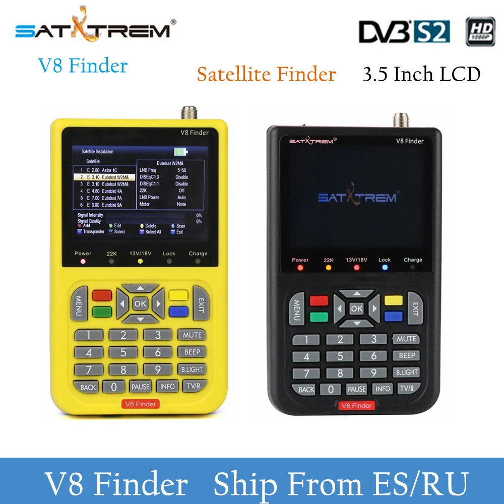 

2pcs SATXTREM V8 Satfinder Satellite Finder digital DVB-S2 High Definition with 3.5 Inch LCD MPEG-2 MPEG-4 3000mA FTA Satfinder