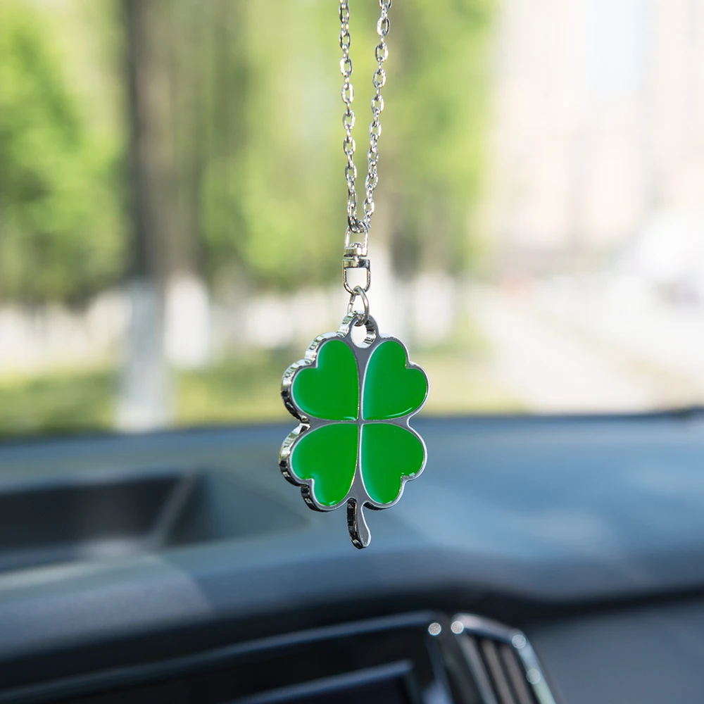 Lucky Four Leaf Clover Car Pendant Automobile Decoration Charm Auto Interior Rear View Mirror Hanging Ornaments Styling gifts - Image 3