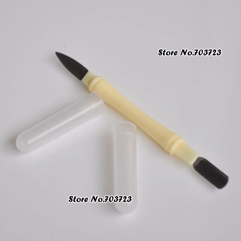 

1pc Quality Stainless Steel Nail Art Tool Cuticle Spoon Remover Pusher DUO Head with Cap radom color