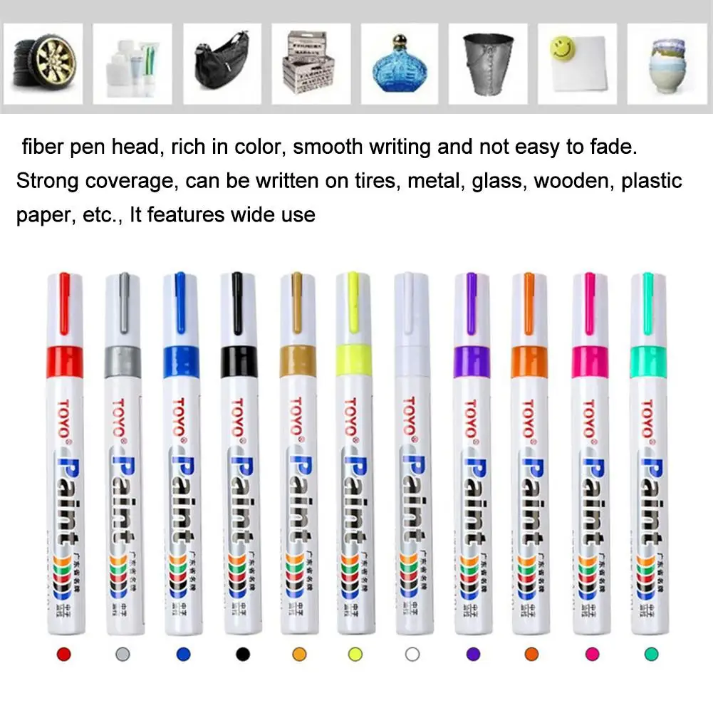 

11 Colors Car Paint Marker Pens Auto Writer Tyre Doodle Pen For Metal Glass Wooden Stone Car Accessories